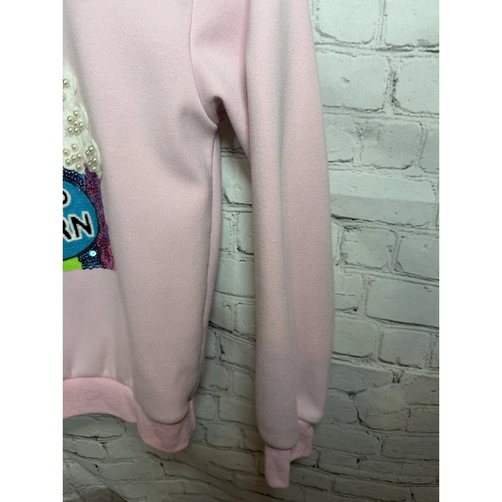 Lola and The Boys Pink Pearls and Popcorn Sequin Sweatshirt‎ Girls Size 10
